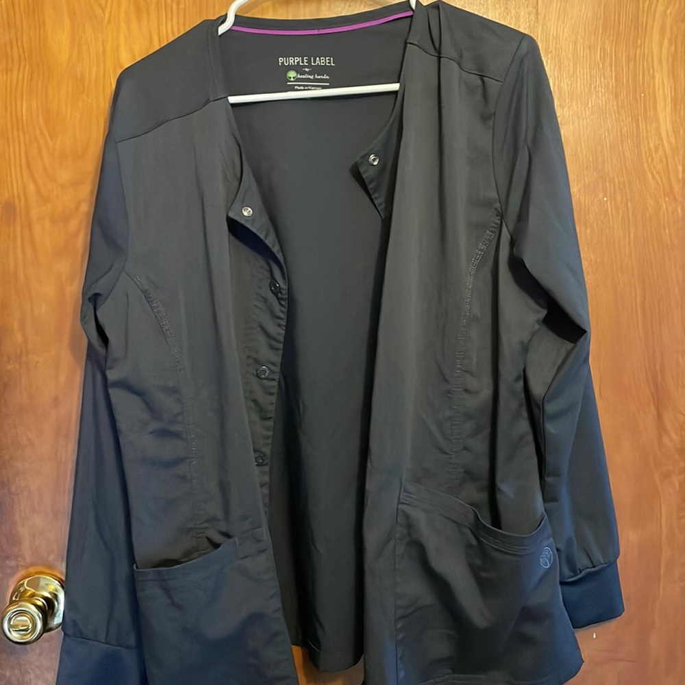 Grey Pewter Scrub Jacket. Brand Purple Label- by Healing Hands